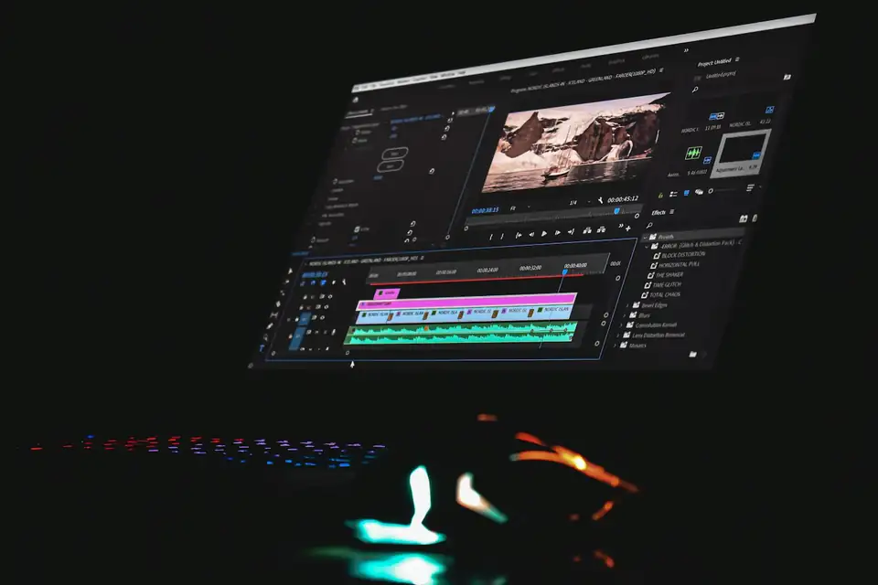 Video editing software with a timeline and preview window